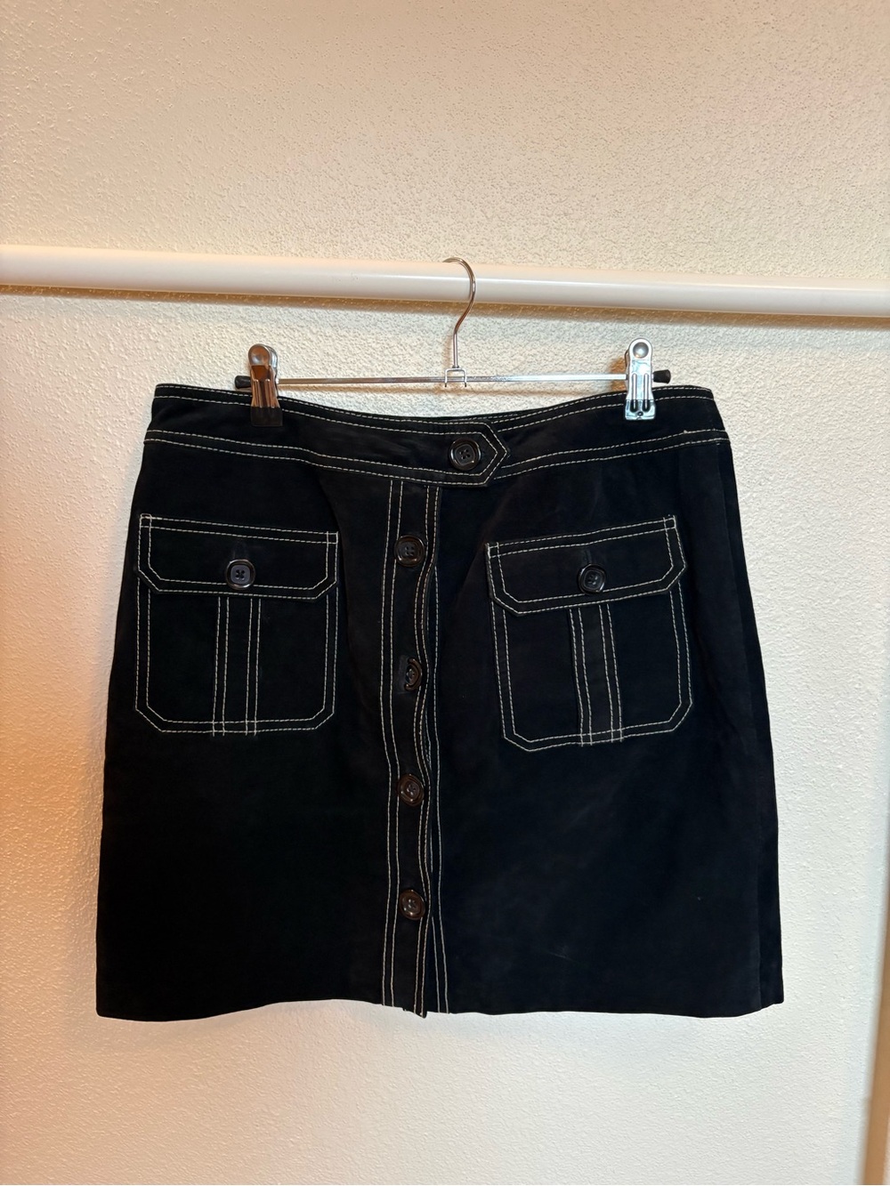 INC International Concepts Black Mini Skirt with Contrast Stitching